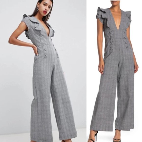 Anthropologie CURRENT AIR Ruffled Plaid Jumpsuit - Picture 1 of 5